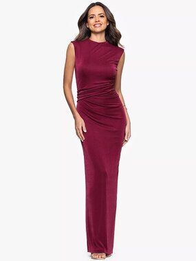 New BTFBM Mock-Neck Ruched Side Sheath  Maxi Dress